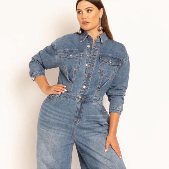 Eloquii Pants - ELOQUII Denim Jumpsuit